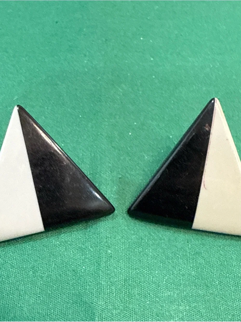 VTG 80s Geometric Earrings Black & Gray Triangular Design. 52 C